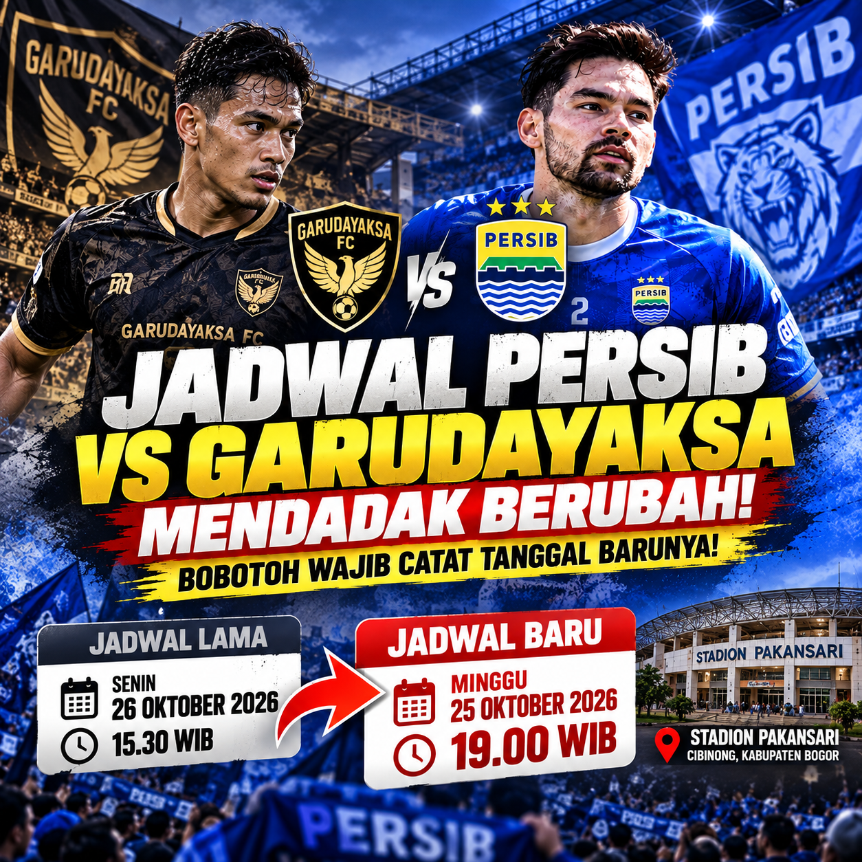 Jadwal Persib vs Garudayaksa Mendadak Berubah, Bobotoh Wajib Catat Tanggal Barunya!
